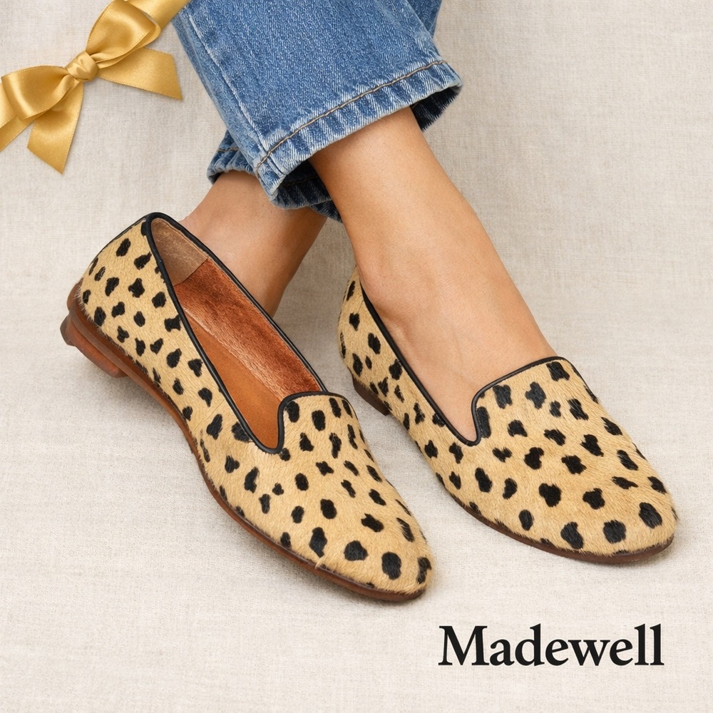 Madewell Leopard Calf Hair Loafers Size 7 Leather Lined